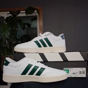 Adidas Breaknet 3.0 White with Green Stripes Men's Sneakers
